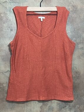 Maurices Textured V-Neck Tank Top - Rust Orange